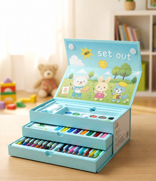 Drawing Kit Box For Kids With Colors  Tools (1 Pc)